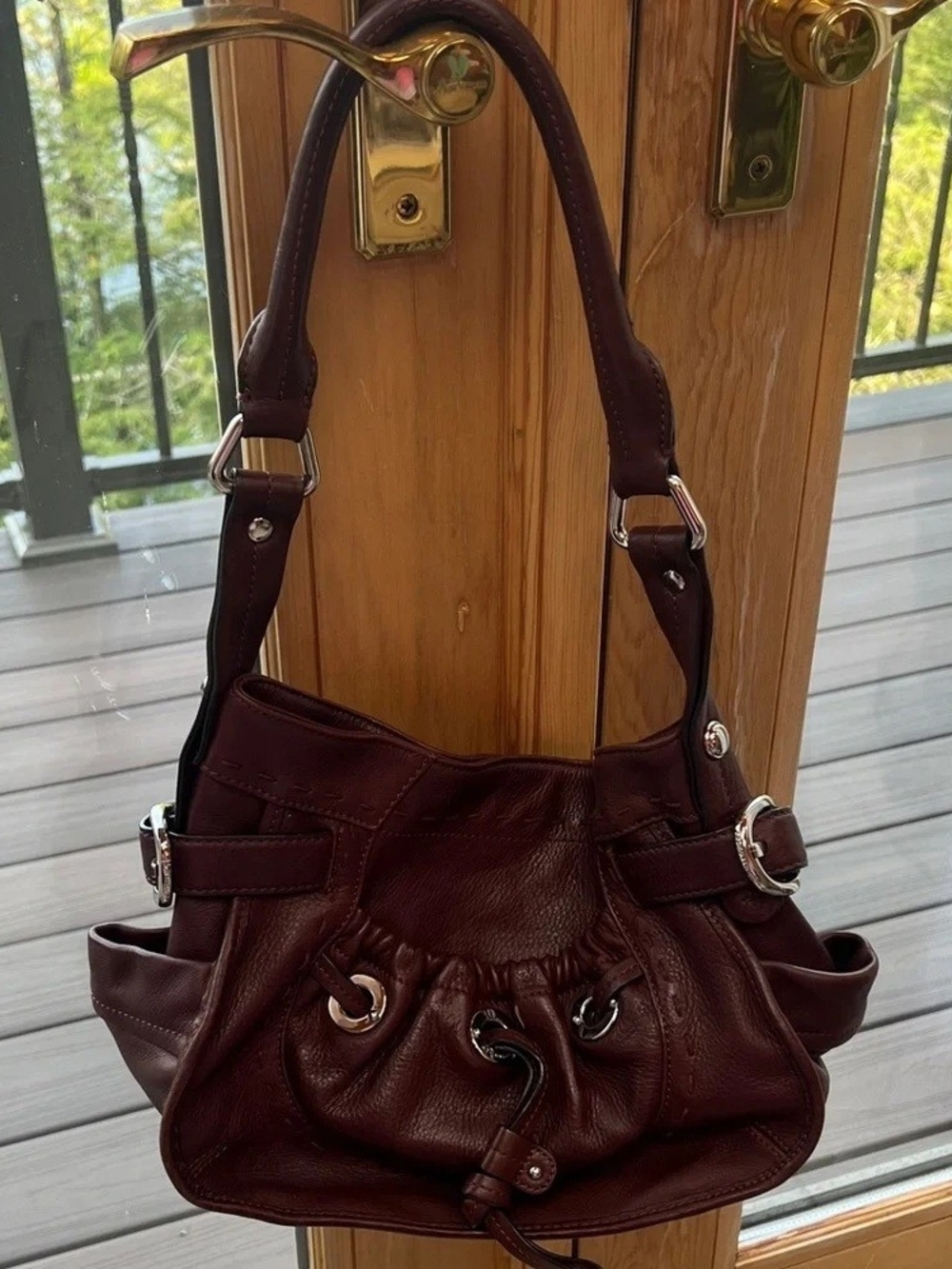 Women’s Burgundy Leather Shoulder Bag